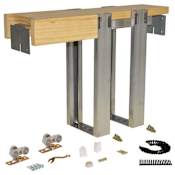 Johnson Hardware 1560 Series Pocket Door System Frame Kit for 36" x 80" Doors with Steel Studs and 2" x 6" Stud Walls Steel / Aluminum