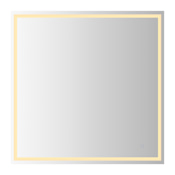 JONATHAN Y Lighting Pax 38" W x 38" H Modern Square Frameless Bathroom Wall Mirror with LED Lighting Silver