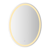 JONATHAN Y Lighting Dane 24" W x 32" H Modern Oval Frameless Bathroom Wall Mirror with LED Lighting Silver