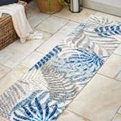 JONATHAN Y Lighting Amalfi Coast 2-1/4' x 10' Polypropylene Botanical Indoor/Outdoor Runner Gray / Blue
