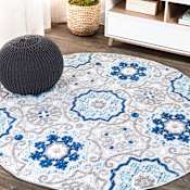JONATHAN Y Lighting Amalfi Coast 5-1/4' x 5-1/4' Polypropylene Traditional Indoor/Outdoor Area Rug Blue / Gray