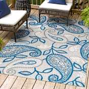 JONATHAN Y Lighting Amalfi Coast 5-1/4' x 7-1/2' Polypropylene Paisley Indoor/Outdoor Area Rug Blue / Light Gray