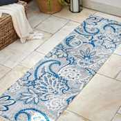 JONATHAN Y Lighting Amalfi Coast 2-1/4' x 8' Polypropylene Botanical and Paisley Indoor/Outdoor Runner Light Gray / Blue