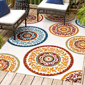 JONATHAN Y Lighting Amalfi Coast 5-1/4' x 7-1/2' Polypropylene Botanical, Geometric, and Moroccan & Tribal Indoor/Outdoor Area Rug Red / Blue