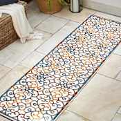 JONATHAN Y Lighting Amalfi Coast 2-1/4' x 8' Polypropylene Traditional Indoor/Outdoor Rectangular Area Rug Cream / Blue