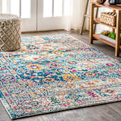 JONATHAN Y Lighting Bohemian FLAIR 4' x 6' Polypropylene Vintage Traditional Rectangle Area Rug Blue / Cream