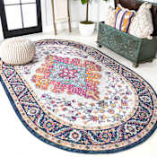 JONATHAN Y Lighting Bohemian Flair 3' x 5' Polypropylene Traditional Oval Area Rug Blue / Multi