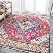 JONATHAN Y Lighting Bohemian Flair 3' x 5' Polypropylene Transitional Rectangle Area Rug Fuchsia / White