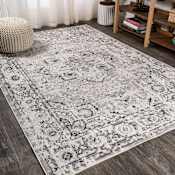 JONATHAN Y Lighting Bohemian FLAIR 7-3/4' x 10' Polypropylene Vintage Indoor Area Rug Dark Gray