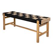 JONATHAN Y Lighting Denis 47" Wide Acacia Framed Rope Bench Black / Beige