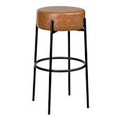 JONATHAN Y Lighting Paola 14" Wide Faux Leather Bar Stool Caramel Brown