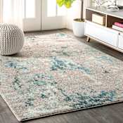 JONATHAN Y Lighting Contemporary POP 7-3/4' x 10' Polypropylene Vintage Abstract Rectangle Area Rug Faded Gray / Blue