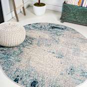 JONATHAN Y Lighting Contemporary Pop 5-1/4' x 5-1/4' Polypropylene Abstract Indoor Area Rug Cream / Blue