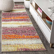 JONATHAN Y Lighting Contemporary Pop 2-1/4' x 8' Polypropylene Abstract Indoor Runner Cream / Pink
