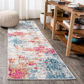 JONATHAN Y Lighting Contemporary Pop 2-1/4' x 8' Polypropylene Abstract Indoor Runner Blue / Multi