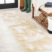 JONATHAN Y Lighting 2' x 8' Polypropylene Abstract Indoor/Outdoor Rectangular Area Rug Gold / Cream