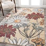 JONATHAN Y Lighting Contemporary Pop 5-1/4' x 8' Polypropylene Botanical Indoor Rectangular Area Rug Yellow / Ivory / Red