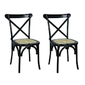 JONATHAN Y Lighting Cassis Wood Framed Rattan Dining Chair - Set of 2 Black