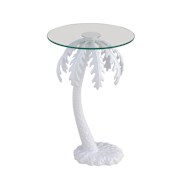JONATHAN Y Lighting Vince 16" Wide Glass Top Metal Table White