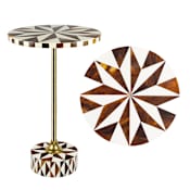 JONATHAN Y Lighting Calix 14" Wide Resin Top Metal and Resin Table in Dark Brown and White Dark Brown / White / Gold