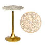JONATHAN Y Lighting Nysha 14" Wide Resin Top Metal Table Almond / White / Gold