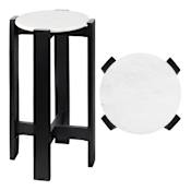JONATHAN Y Lighting Elena 11" Diameter Marble Top MDF and Wood Table Black