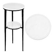 JONATHAN Y Lighting Seraphina 11" Diameter Marble Top Metal Table Black / White