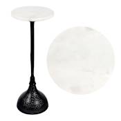 JONATHAN Y Lighting Ava 9" Wide Marble Top Marble, MDF, and Metal Table Black
