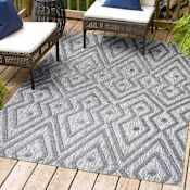 JONATHAN Y Lighting Ibiza 3' x 5' Polypropylene Geometric and Trellis Indoor/Outdoor Area Rug Dark Gray