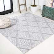 JONATHAN Y Lighting Ibiza 5-1/4' x 5-1/4' Polypropylene Geometric Indoor / Outdoor Square Area Rug Light Gray