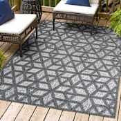 JONATHAN Y Lighting Ibiza 5-1/4' x 7-1/2' Polypropylene Geometric and Trellis Indoor/Outdoor Area Rug Dark Gray