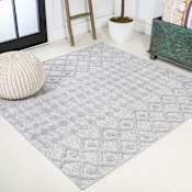 JONATHAN Y Lighting Ibiza 5-1/4' x 5-1/4' Polypropylene Geometric Indoor / Outdoor Square Area Rug Light Gray