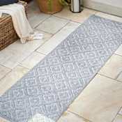 JONATHAN Y Lighting Ibiza 2-1/4' x 8' Polypropylene Geometric Indoor / Outdoor Rectangle Area Rug Light Gray