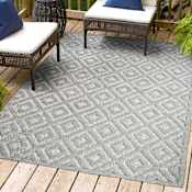 JONATHAN Y Lighting Ibiza 4' x 6' Polypropylene Geometric Indoor / Outdoor Rectangle Area Rug Light Gray