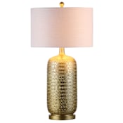 JONATHAN Y Lighting Sophia Single Light 30" Tall LED Buffet Table Lamp with Hardback Cotton Shade Gold
