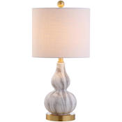 JONATHAN Y Lighting Anya Single Light 20-1/2" Tall LED Vase Table Lamp with Hardback Cotton Shade Black / White