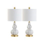 JONATHAN Y Lighting Anya 21" Tall LED Table Lamp - Set of 2 Black / White