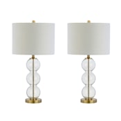 JONATHAN Y Lighting Bella Single Light 27" Tall LED Buffet Table Lamp Set of (2) Clear / Brass