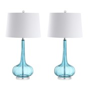 JONATHAN Y Lighting Bette Single Light 29" Tall LED Vase Table Lamp Set of (2) Aqua