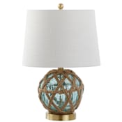 JONATHAN Y Lighting Andrews Single Light 22" Tall LED Buffet Table Lamp Brown / Aqua