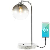 JONATHAN Y Lighting Troy 20" Tall LED Desk Lamp With USB Charging Port Chrome
