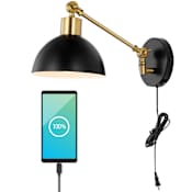 JONATHAN Y Lighting Lisa 9" Tall LED Plug-In Wall Sconce Black
