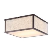 JONATHAN Y Lighting Grant 2 Light 14" Wide LED Flush Mount Square Ceiling Fixture Oil Rubbed Bronze / Beige
