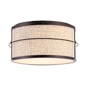 JONATHAN Y Lighting Evan 2 Light 14" Wide LED Flush Mount Drum Ceiling Fixture Light Brown / Oil Rubbed Bronze