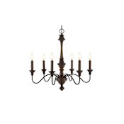 JONATHAN Y Lighting Oakley 6 Light 25" Wide LED Taper Candle Chandelier Light Brown / Oil Rubbed Bronze