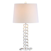 JONATHAN Y Lighting Julia Single Light 25-1/2" Tall LED Buffet Table Lamp with Hardback Cotton Shade Clear