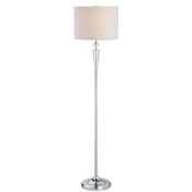 JONATHAN Y Lighting Reese Single Light 59-1/2" Tall LED Floor Lamp with Hardback Cotton Shade Clear / Chrome