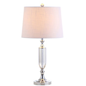 JONATHAN Y Lighting Bella Single Light 27" Tall LED Buffet Table Lamp with Hardback Cotton Shade Clear