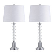 JONATHAN Y Lighting Kinsley Single Light 28" Tall LED Buffet Table Lamp Set of (2) Clear / Chrome