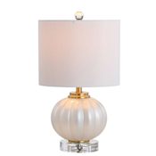JONATHAN Y Lighting Pearl 18" Tall LED Vase Table Lamp White / Brass Gold